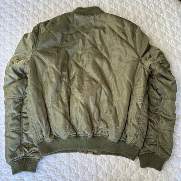 Lulus Military Style Bomber Jacker in Olive Size Small - Picture 3 of 5